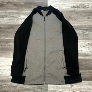 The North Face Gray Black Womens L Full Zip Diamond Quilted Fleece‎ Lined Jacket